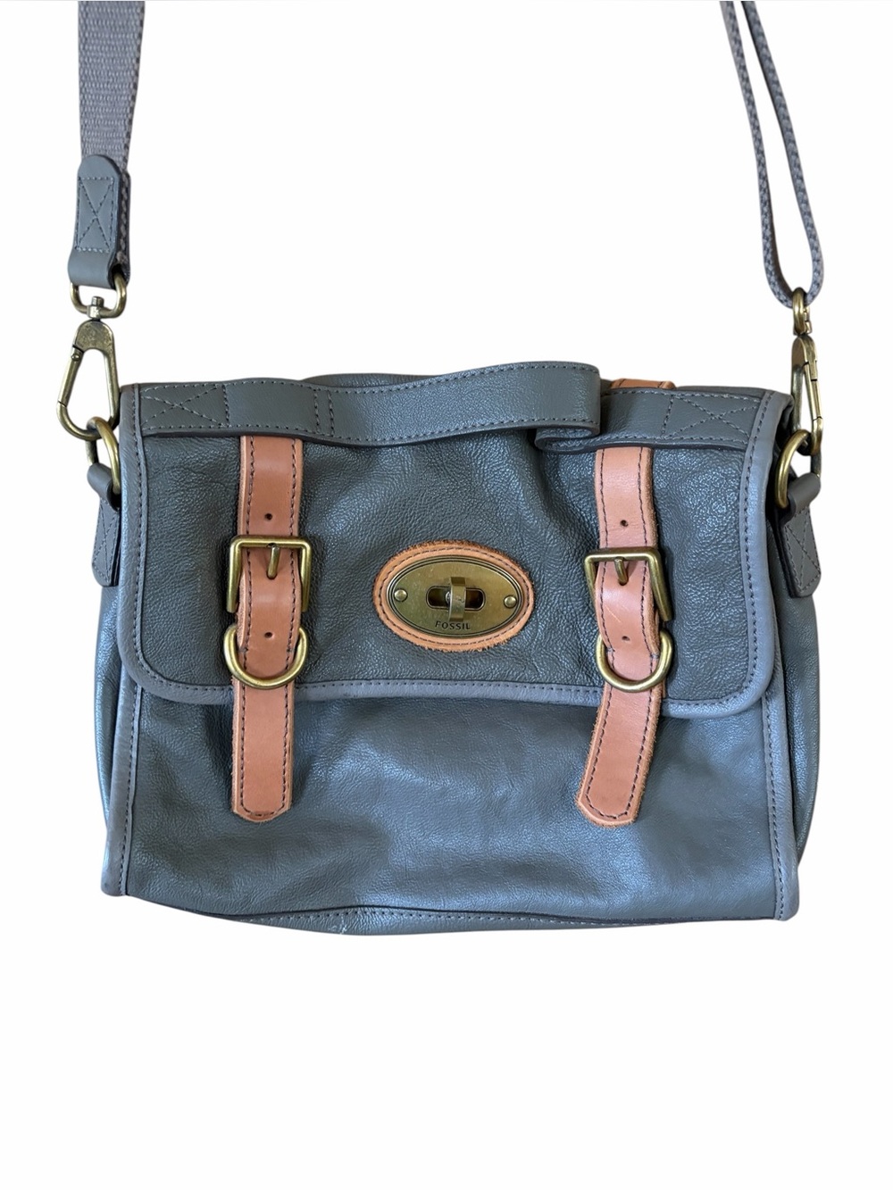 Fossil Vintage Issue #54 Messenger Bag Grey Leather